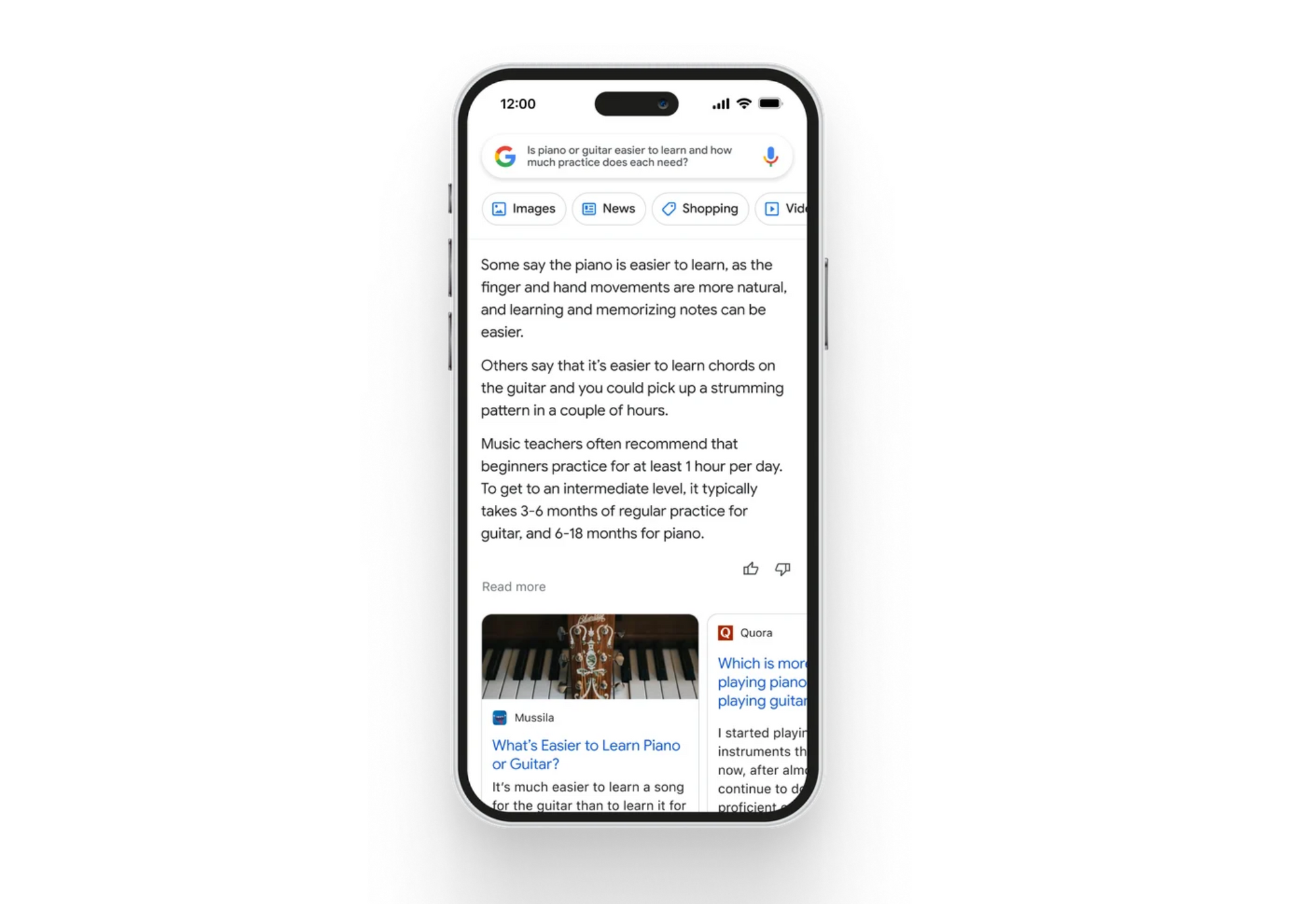 Google's AI generated ChatGPT like generative launguage text in search results  