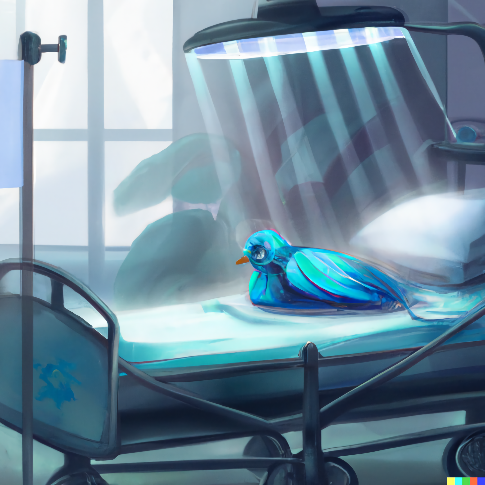 Twitter bird on life support.