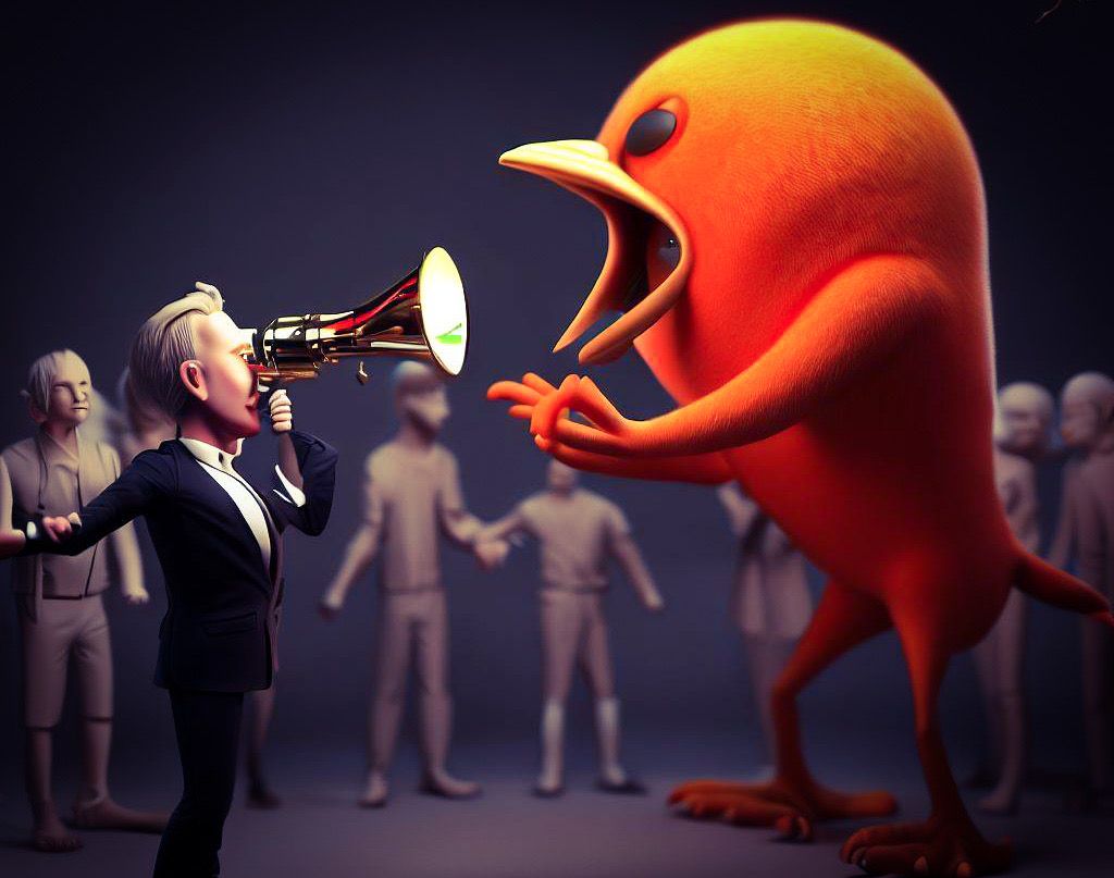Rich corporate guy shouting at the Reddit bird 