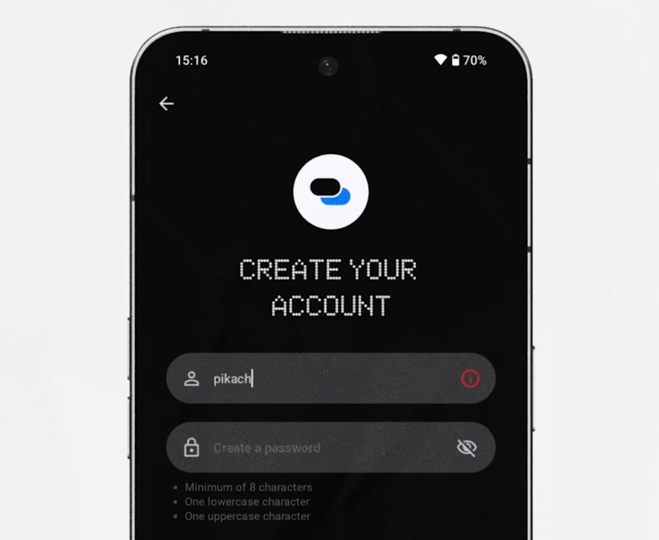 Creating an account tin the Nothing Chat app