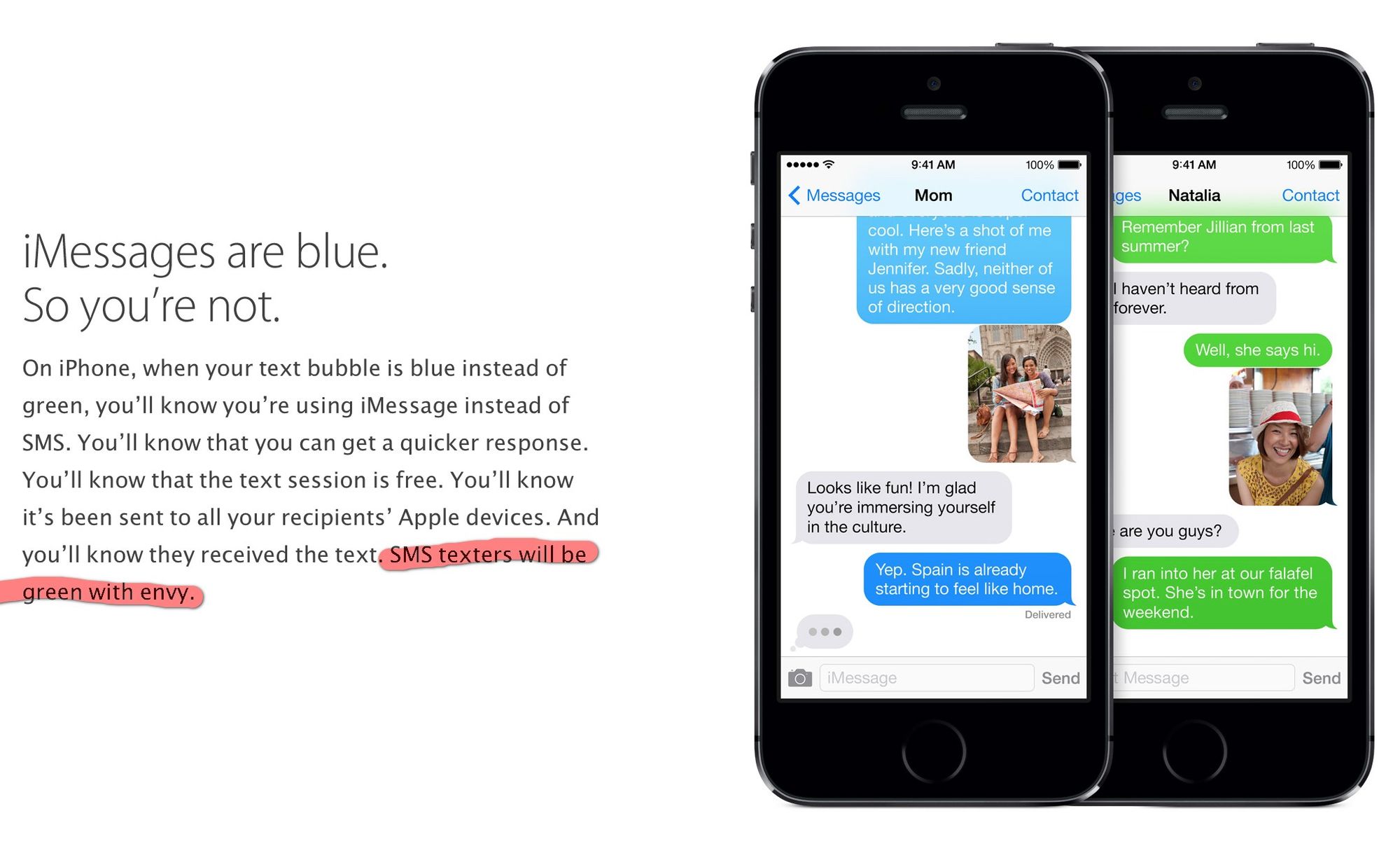iMessage color-coding on an iPhone