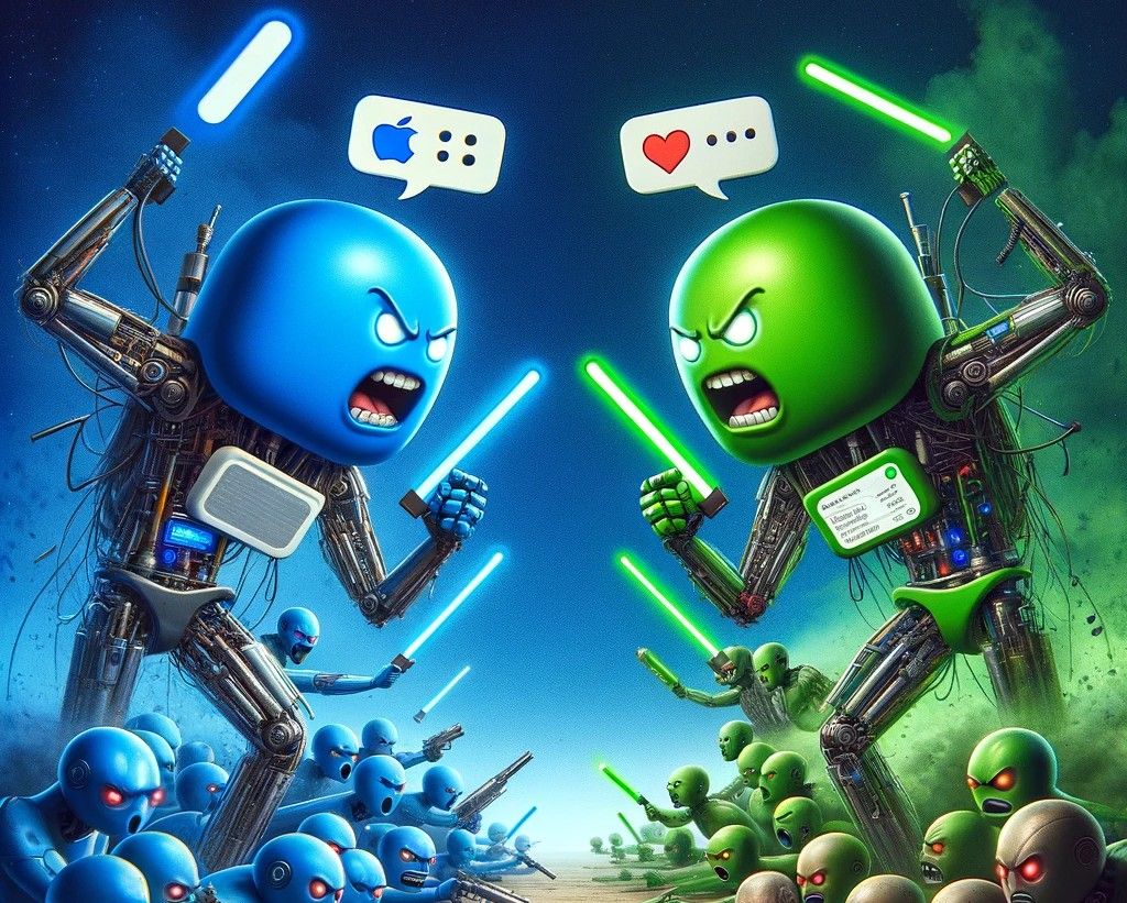Fight between iPhone and Androids. 