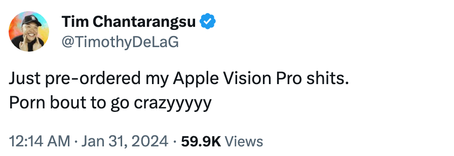 For the love of God, give some 3D porn to yearning Apple Vision Pro buyers!