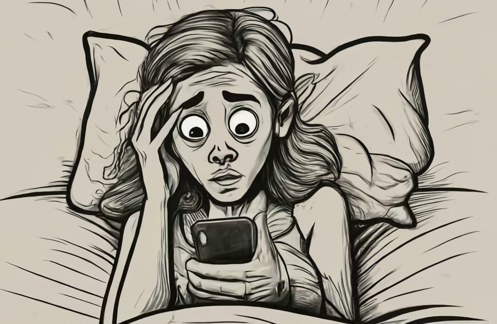 Person using a phone in bed.