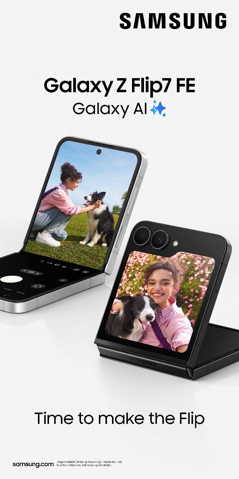 unfolded Samsung Galaxy Z Flip 7 FE in Black color