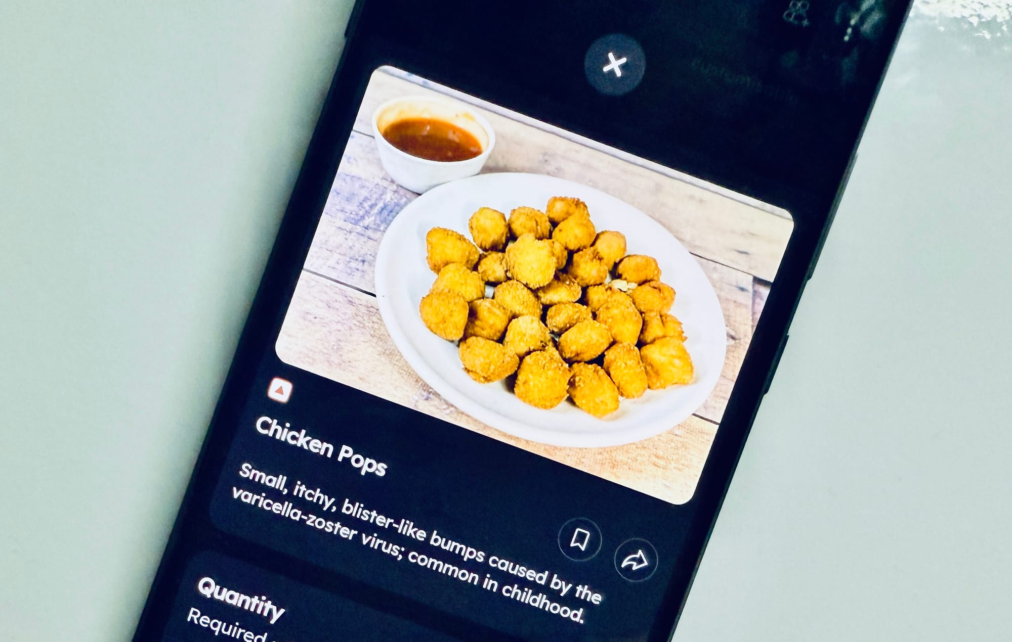 Item on a restaurant menu