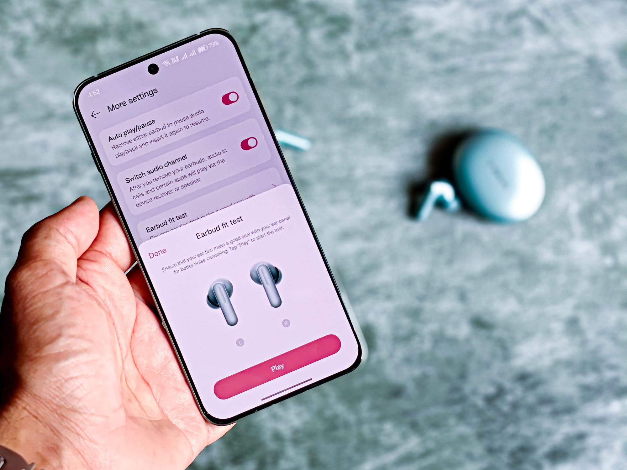 Earbud fit test on the OnePlus Buds 4.