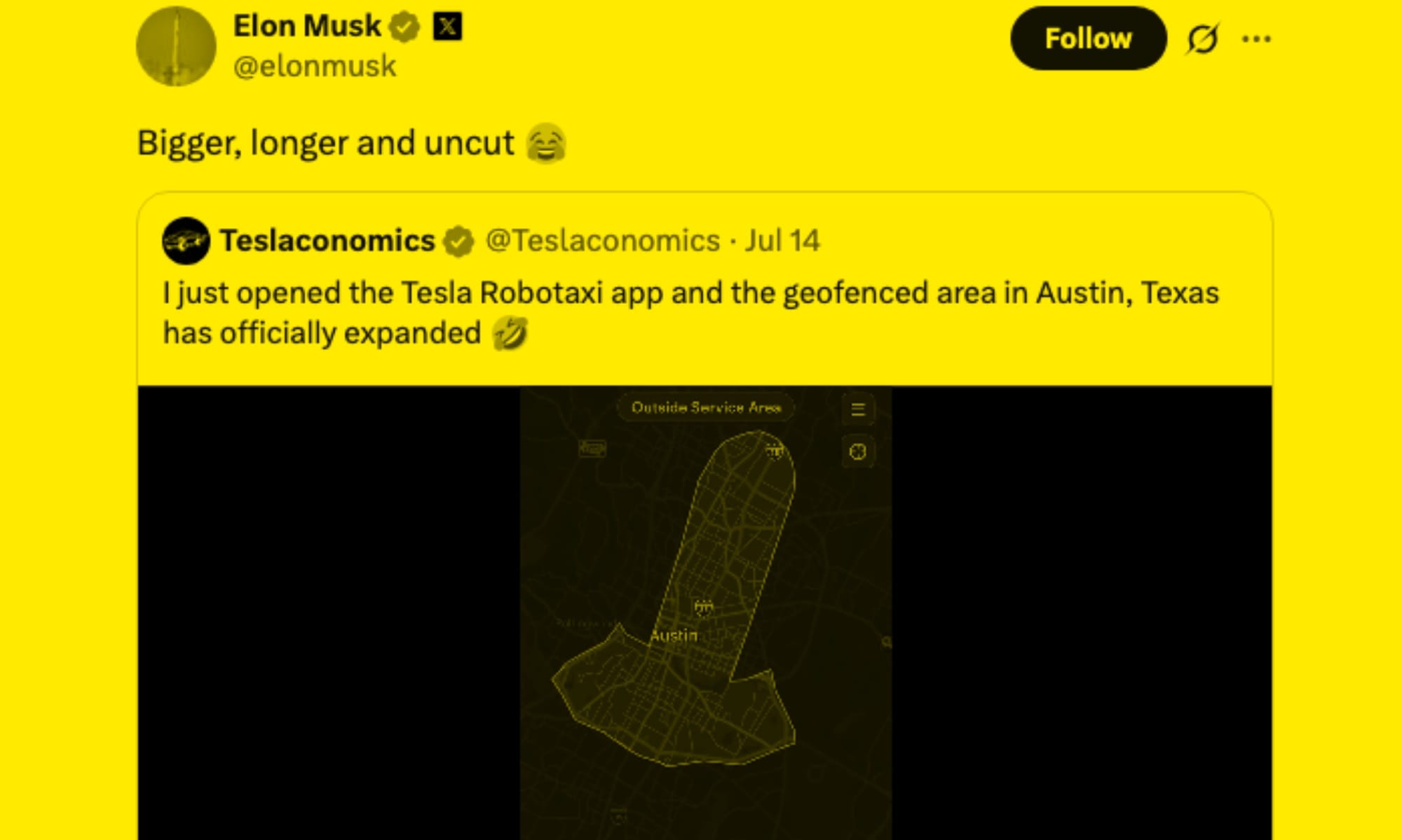 Tweet of Elon Musk