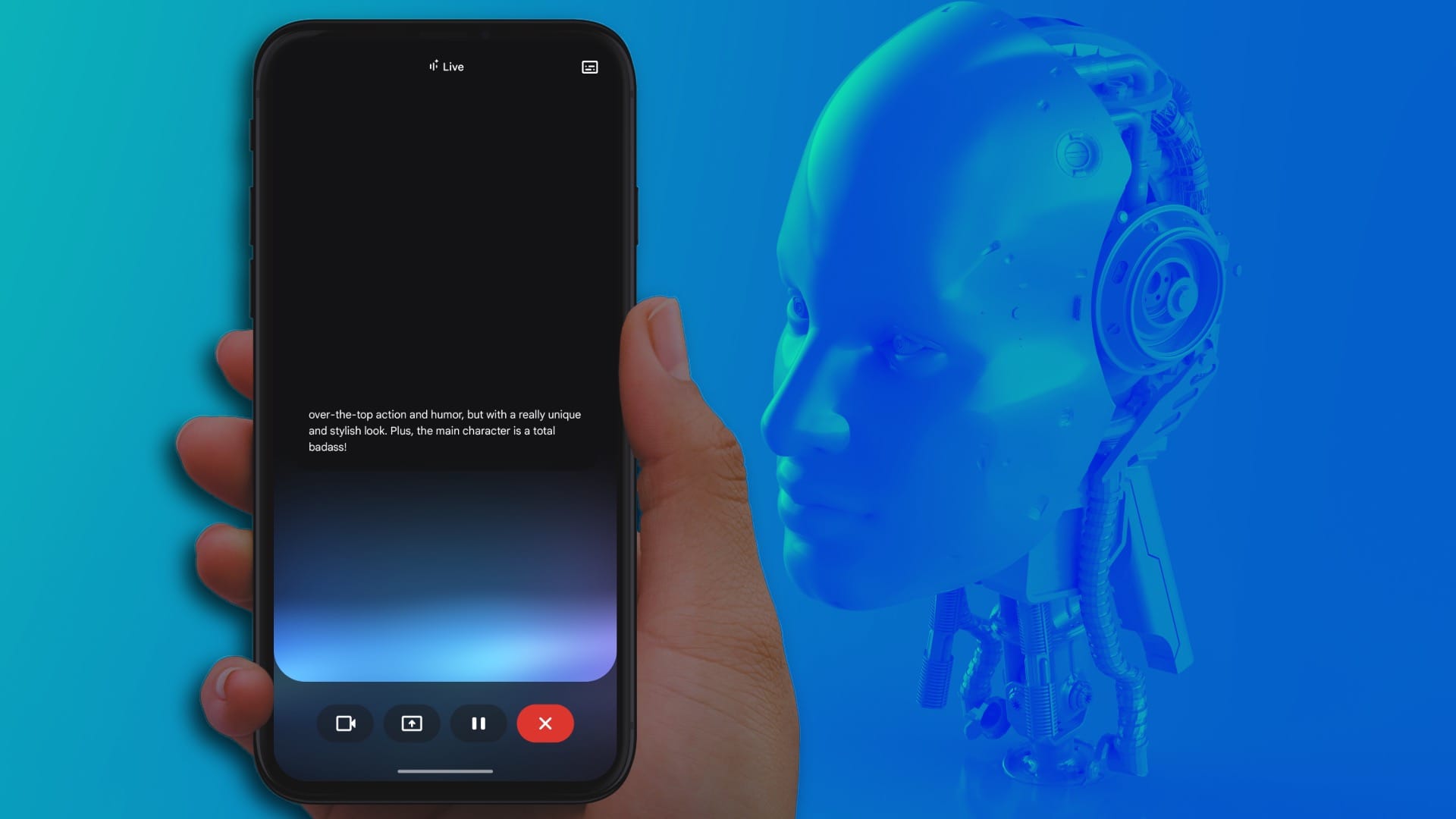 Gemini AI giving Anime suggestion based on the user's watch history and liking in Live mode conversation.
