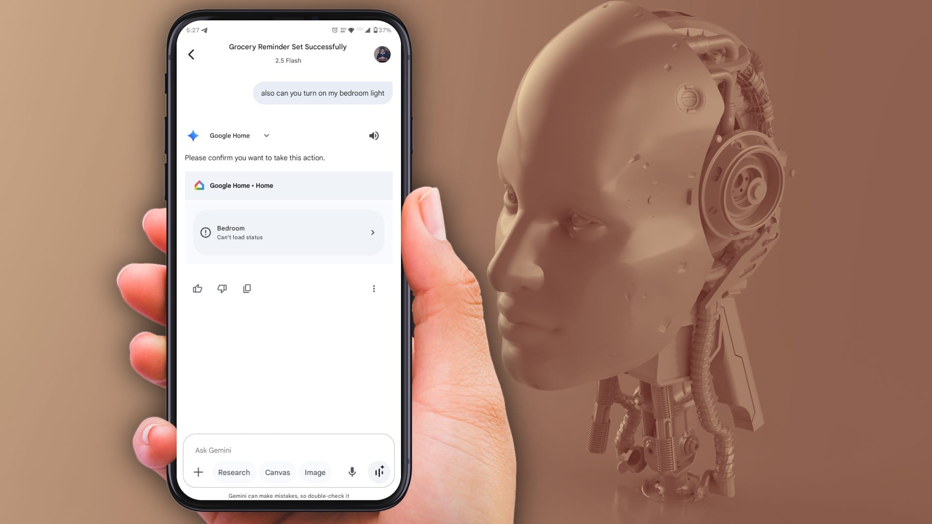 Gemini AI turning bedroom lights off with the help of deeper app integrations.