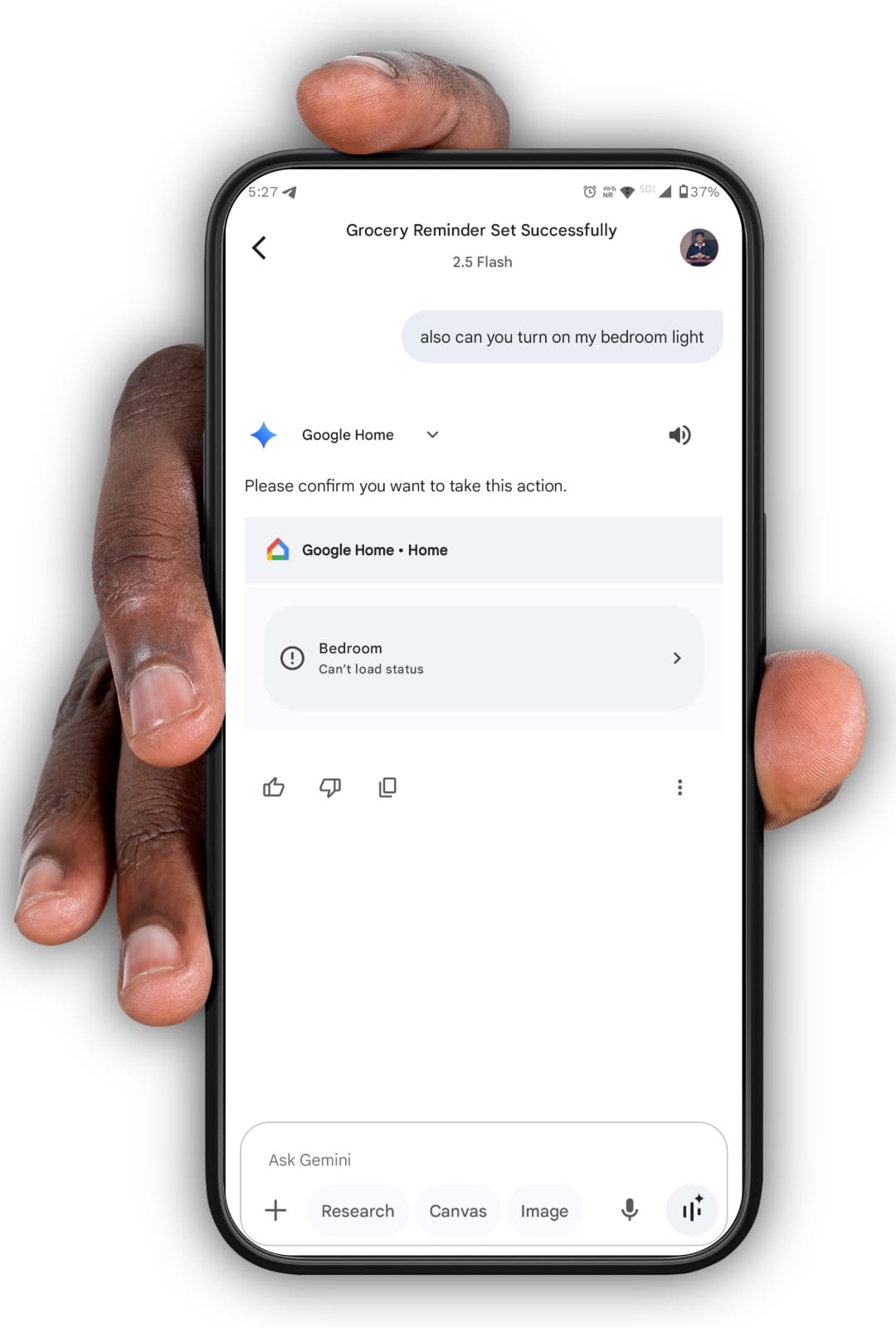 Gemini AI turning bedroom lights off with the help of deeper app integrations.