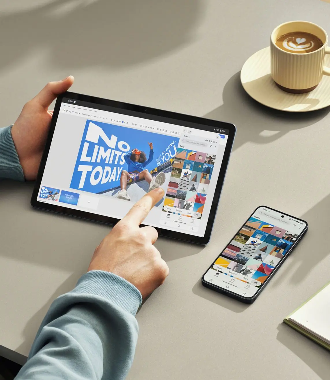 Person using OnePlus Pad Lite.