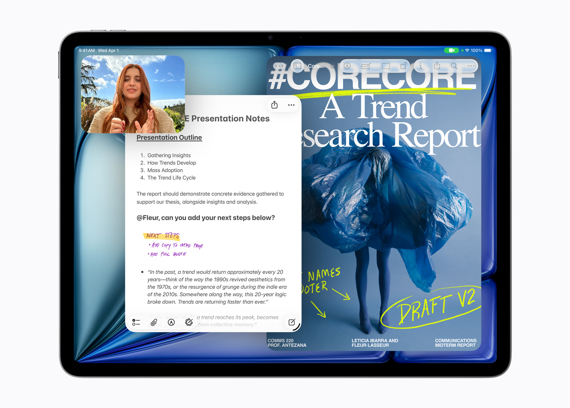 New iPad M4 with Center Stage camera and improved performance. Credit: Apple
