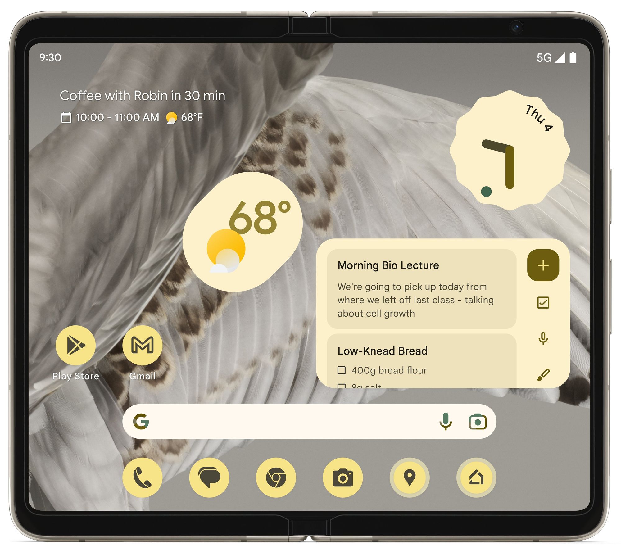 Inner foldable view of the Google Pixel Fold 