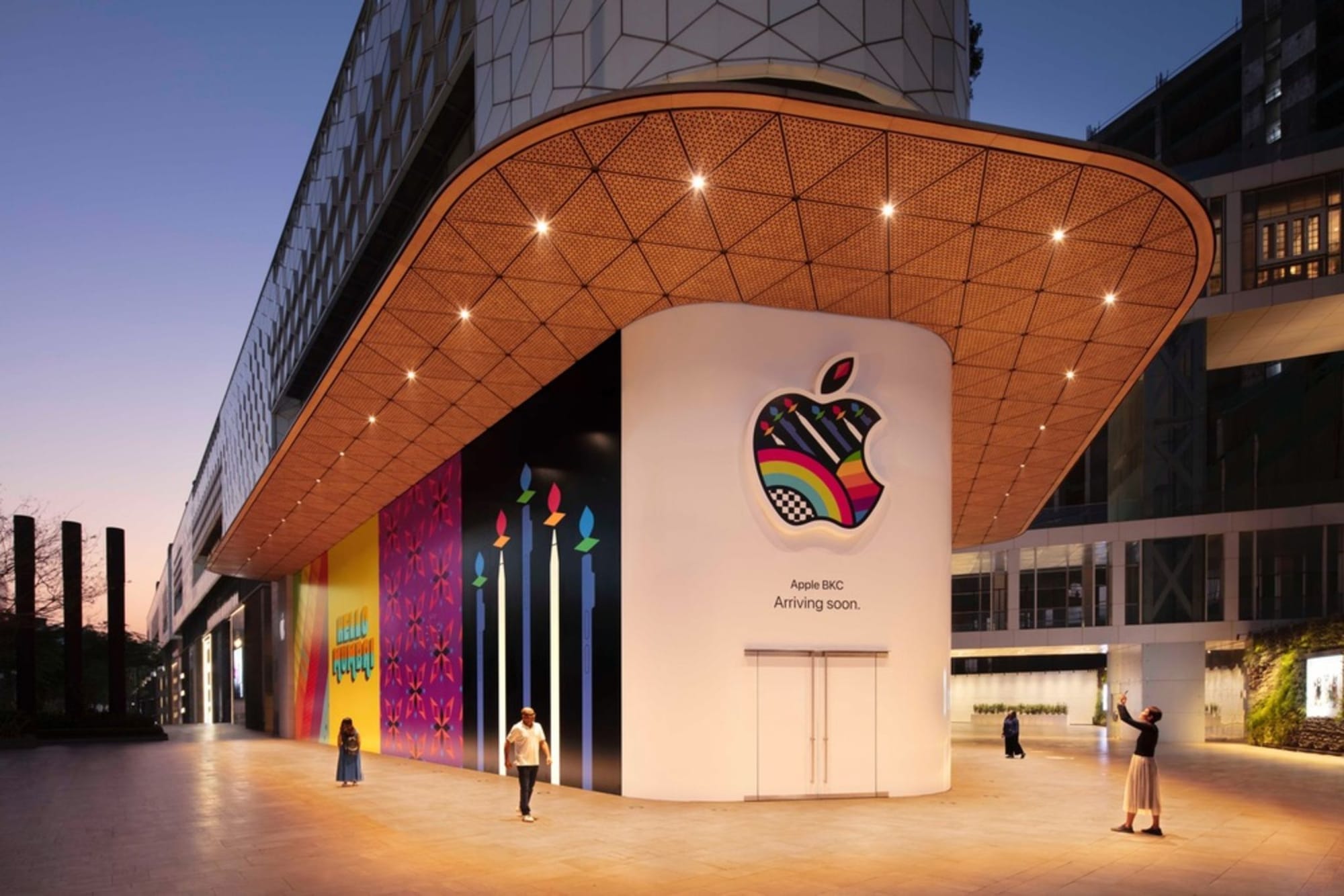 Facade of the upcoming exclusive Apple Store in Mumbai, India. 