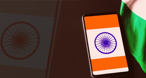 A smartphone with Indian national flag on the home screen. 