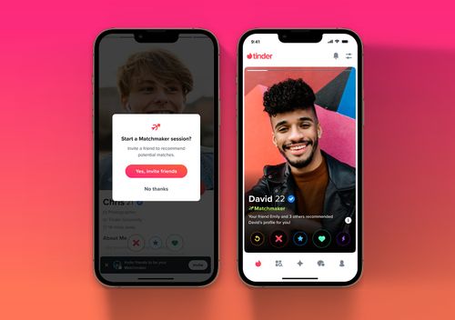 Tinder Matchmakern feature on mobile.