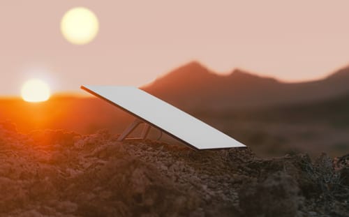 A Starlink antenna on the ground.