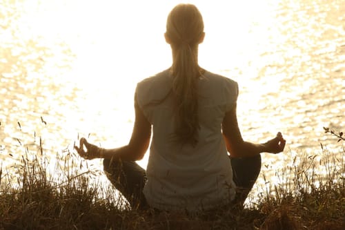 A woman meditating