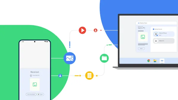 Nearby Share illustration between Android phone and Windows