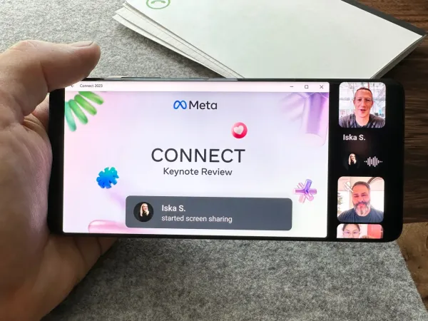 Screen sharing on WhatsApp video calls.