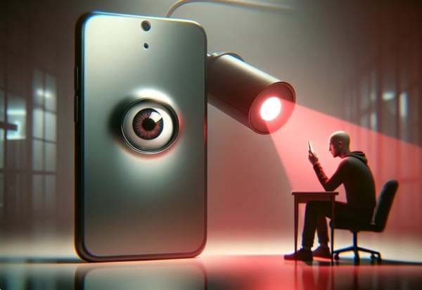 A phone spying on a person.